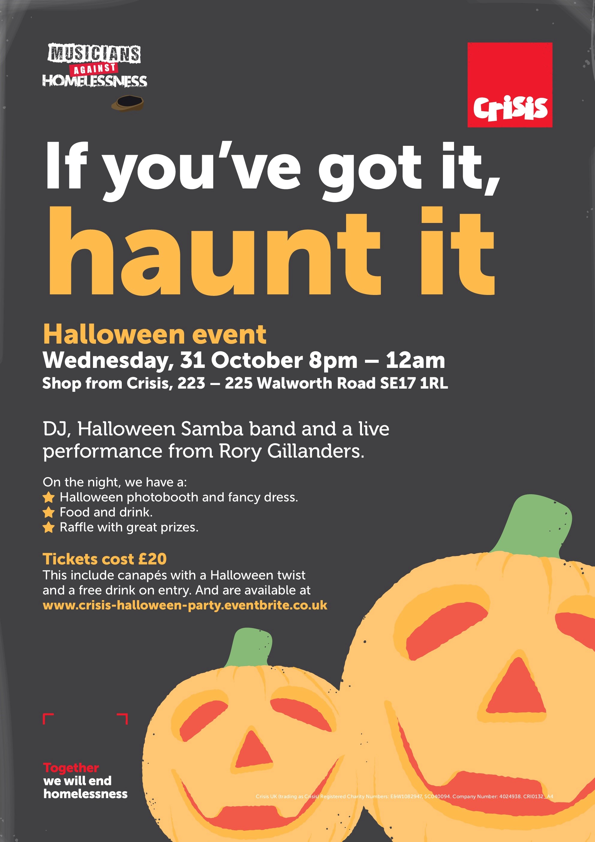 Join us for a spooktacular Halloween event! Crisis Together we will