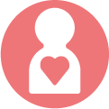 Person with heart icon