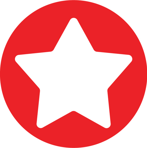 Red circular icon with white star