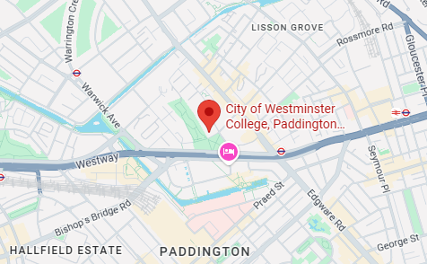 Google map shoping the City of Westminster College, Paddington