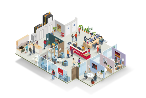 A section drawing of the ground floor of a Crisis Skylight Centre.